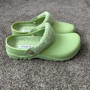 Coach Lime Green Textured Clogs